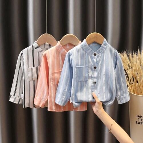 Kids Shirt Clothes Spring Long Sleeves Thin Blouses Clothing 1 2 3 4 Years Autumn Striped Print Toddler Boy Shirts Casual Blouse