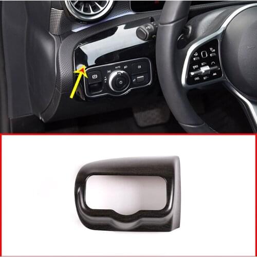 Oak Wood Grain For Mercedes Benz A Class A180 W177 2019 LHD ABS Car Headlight Switch Frame Trim Accessories
