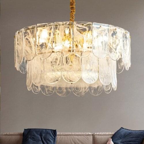 Double Layer LED Chandeliers for Living Room 2021 New Design Rectangle Kitchen White Glass Light Round Hanging Lamp for Bedroom