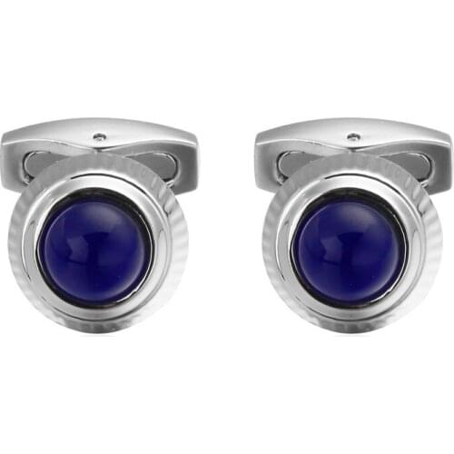 HYX Luxury Fashion cufflinks for mens Brand cuff buttons cuff links High Quality SILVERY Blue Crystal abotoaduras Jewelry