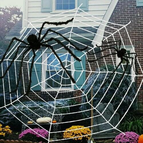Artificial Horrible Big Stretchy Spider Web White Halloween Cobweb Party Home Decoration Haunted House Decor Party Scene Props