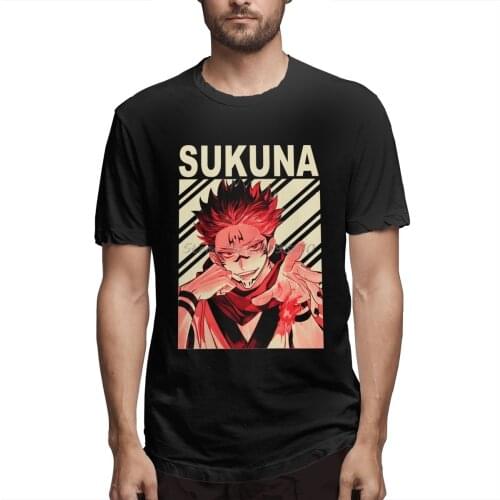 Jujutsu Kaisen Sukuna Vintage T Shirt Men Cotton Tees Streetwear Harajuku Short Sleeve Tshirt Men
