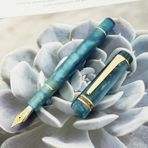 Kaigelu 316A Celluloid Fountain Pen, Beautiful Blue Patterns Iridium EF/F/M Nib Writing Ink Pen Office Business School Gift Pen
