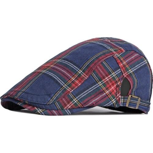 Classic Plaid Flat Caps For Men Spring Summer Flat Peaked Berets Hat Herringbone Newsboy Cap Unisex Duckbill Hat For Women Visor