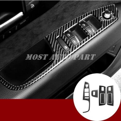 Carbon Fiber Car Door Window Switch Button Cover Trim 6pcs For Audi Q7 2008-2015 Car accesories interior Car decoration