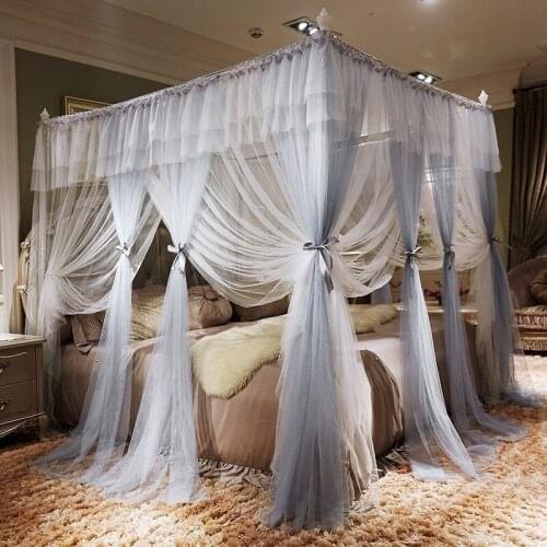 2019 New Ins Internet Celebrity Double-Layer Gauze Mosquito Net Court Square Top Bed Curtain Encryption Princess Mosquito Net