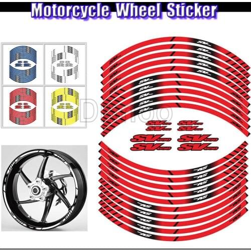 Motorcycle Wheel 16 PCS Stickers Motocross Reflective Waterporof Decals Rim Tape Strip For Suzuki SV650 ABS SV650X