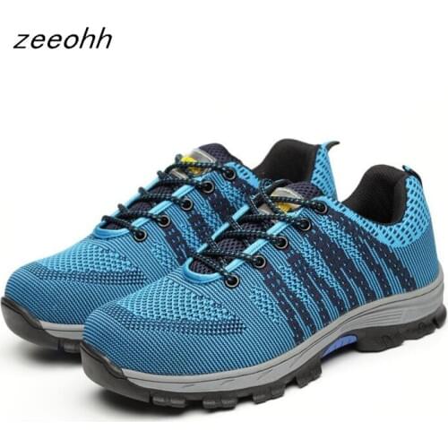 Men steel toe boots work safety large size outdoor tennis breathable protective puncture safety shoes unisex sneakers botas