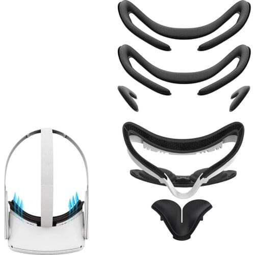 VR Vent Soft Interface Bracket & Anti-Leakage Light PU Leather Foam Face Cover Replacement Pad 7In1 for Oculus Quest 2