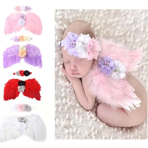 Newborn Photography Props White Angel Wing Baby Photos Props Feather Wing Girls Hair Kids Baby Photography Hair Accessories