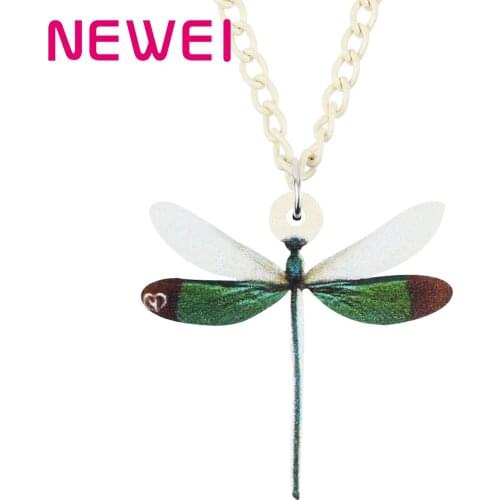 Newei Acrylic Sweet Dragonfly Necklace Chain Cute Animal Insect Choker Pendant Jewelry For Women Girls Kids Trendy Gift Charms