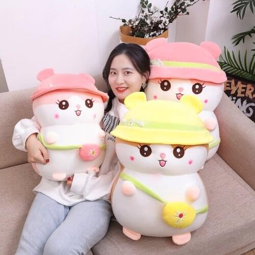 Stuffed Plush Hamster Toys Pillow 43~63cm Kawaii Sleeping Pillow Cute Hamster Doll Plush Toy Children Birthday Present