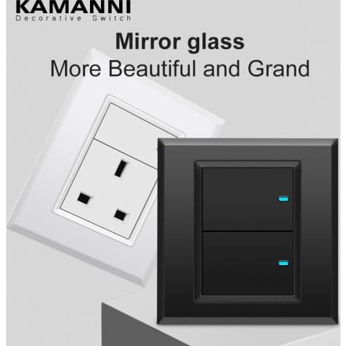 Luxury LED Lights Push Button Switch Glass Panel Wall Switches Two Way Pass Through Switch Current Relay 220V Circuit Breaker