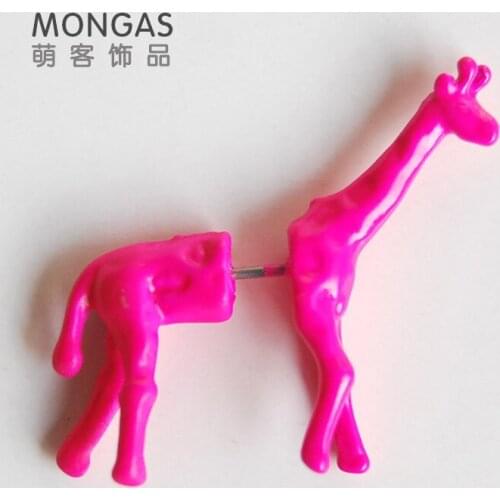 IVYYE Fluorescent giraffe 3D Fashion Anime Cartoon Earring Cute Animal Stud Earrings For Women Girls Kids Jewelry XMAS New Gift