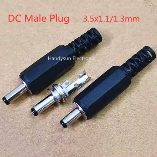 DC Power Male Plug Connector DC-002 DIY Male Plug 3.5x1.1/1.3mm Welding Wire Type Copper Core