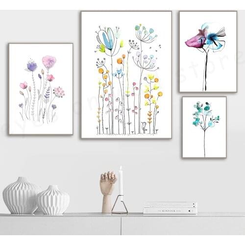 Modern Waterproof Material Abstract Canvas Painting Nordic Flower Home Decor Simple Style Prints Living Room Wall Art