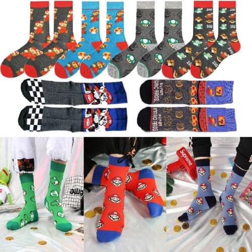 Super Mario sports socks cartoon game character female cotton socks middle tube socks male trend high stockings birthday gifts
