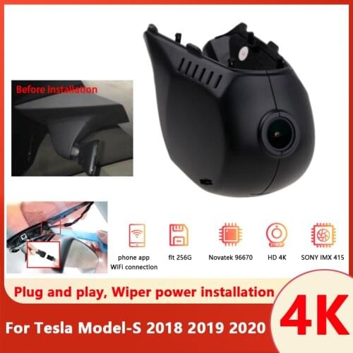 4K Car Driving Recorder Easy to install For Tesla Model-S 2018 2019 2020 Car DVR Wifi Video Recorder Dash Camera Full hd 2160P