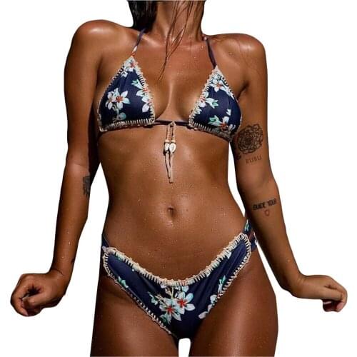 #S4 Floral Print Vintage Beachwear Swimwear Women Ladies Swimsuit Push Up Bikini Brazilian bikini bathing suit women Biquini