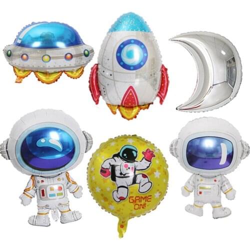 Space Travel Foil Balloon Moon Spaceship Astronaut Birthday Party Decoration Childrens Supplies Boy Toy Balloon Baby Shower