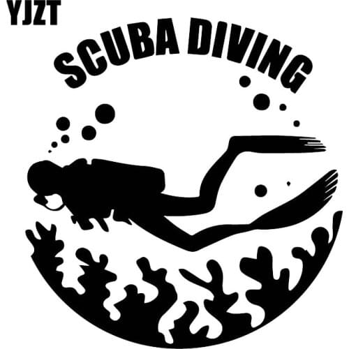 YJZT 17CM*16.5CM Brave Scuba Diving Decals Personality Fashion Car Car Stickers Decoration Black/Silver C30-0590