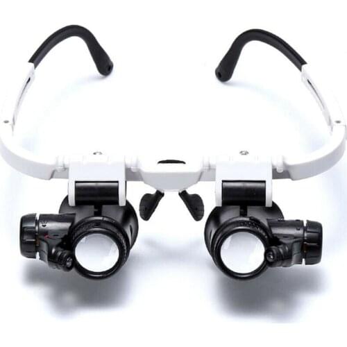 1 Pair Magnifier Magnifying Eye Glass Loupe For Gemstone Identification Jeweler Watch Repair Kit With LED Light