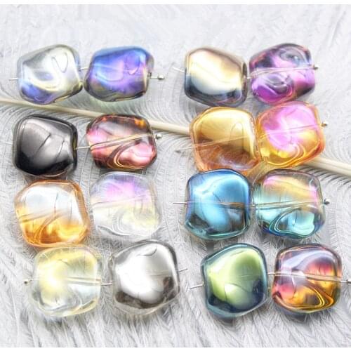 10 PCS 17*18mm Crystal Glass Lampwork Beads Hole Beads DIY Handmade Accessories For Jewelry Making