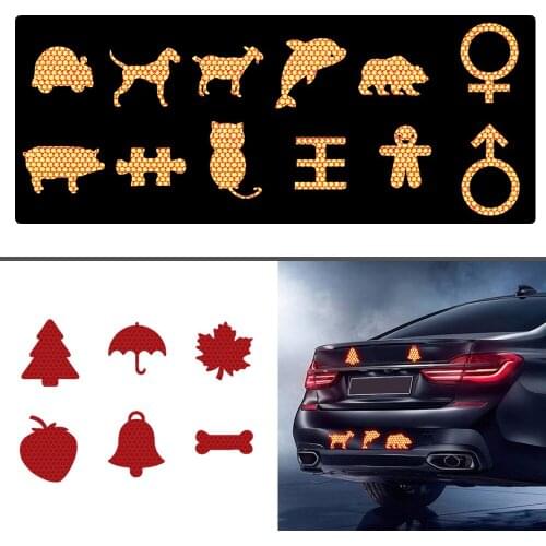 18Pcs Creative Shape Reflective Strips Car Self Adhesive Reflector Stickers Motorcycle Bicycle Funny Decoration Decals