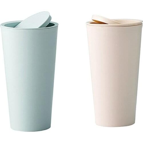 2Pcs Auto Car Garbage Can Car Trash Can Garbage Dust Case Holder Rubbish Bin Beige & Green