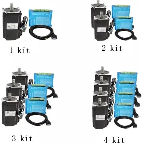 4 axis Nema34 Closed loop motor kit Nema 34 stepper motor 4.5N 8.5N 12N motor+HBS860H Servo driver dc motor set