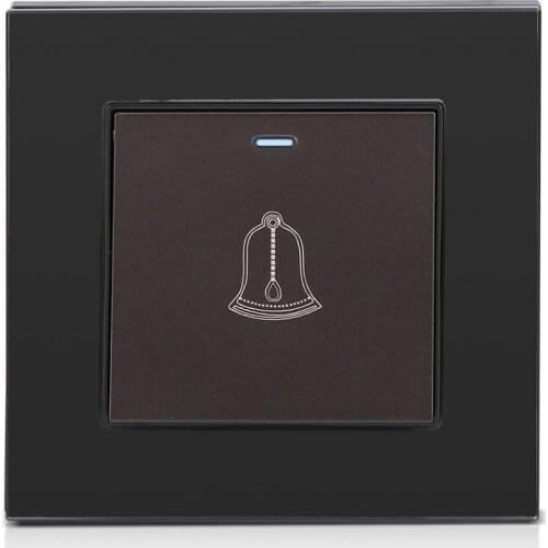 AC220~250V Tempered Glass Panel Doorbell Wall Door Bell Switch Push Button Hardware Home Hotel Devices High Quality