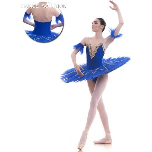 Royal Blue/Yellow Pre-Professional Ballet Dance Tutu with Soft Tulle Arm Bands BLL007A
