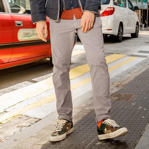 Casual trousers mens Japanese overalls youth trend solid color straight pants 2021 spring new mens slim trousers