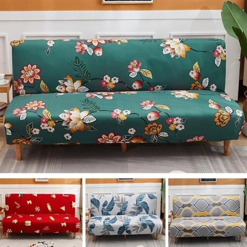 Floral Sofa Bedspread Elastic Universal Adjustable Sofa Bed Cover No Armrest For Living Room Extensible All-inclusive Slipcover