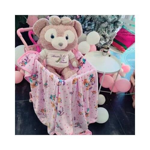 Disney Duffy Bear ShellieMay Plush Doll Dual-use Pillow Blanket 2 In1 Coral Fleece Doll Cushion Leisure Blanket for Children Kid