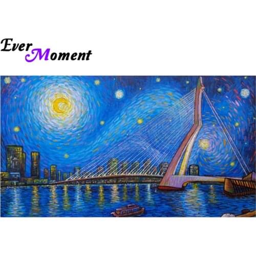 Diy 5D Diamond Painting Cross Stitch Famous Bridge in City Rotterdam Diamond Embroidery Full Mosaic Wall Painting ASF752
