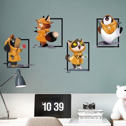 Home Decor Decals Cartoon Animal Kids Room Bedroom Living Room Background Decoration Removable Waterproof PVC Wall Stickers