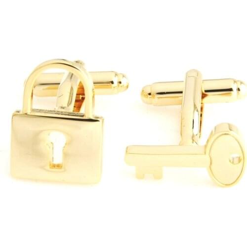 YH-838GL Novelty Gold Lock and Key Cufflinks - Factory Direct Wholesale