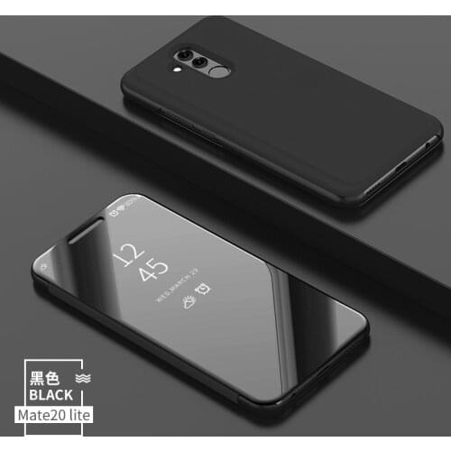 Huawei Mate 20 Lite Case Mirror Plating Flip Case Luxury Clear View Leather Cover for Huawei Mate 20 Lite 20Lite Smart Phone Bag