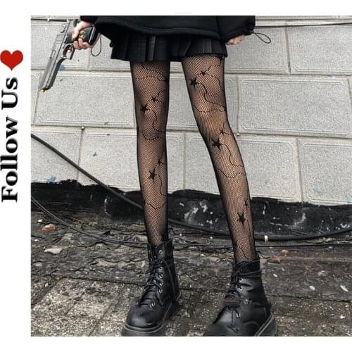 High Quality Flocking Tights Female Sexy France Fashion Gauze Letters Black Transparent Fish Net Pantyhose Womens Stockings