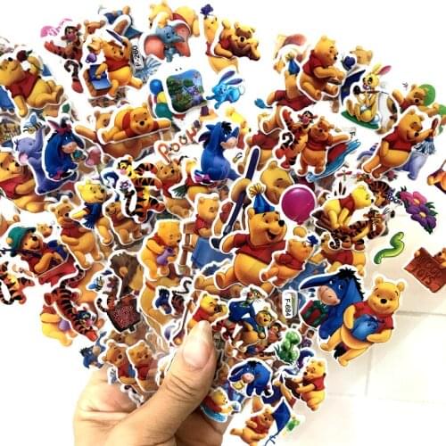 HOT 6-12Sheets winnei the pooh bear Sticker no repeating cartoon childrens stickers pull bar box guitar personalized graffiti