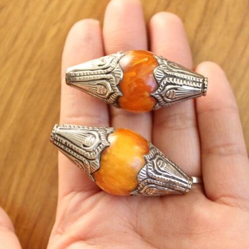 BD221 Nepal Handmade Copper Resin Conch Diy Beads Charm For Jewelry Making Pendant Accessories 2 Beads Lot