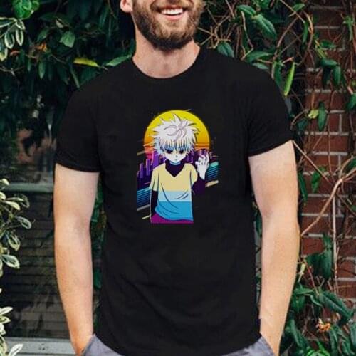Manga Hunter X Hunter Fashion Summer Men Tshirt Anime Killua Zaoldyeck Short-sleev Cotton Tee Vogue Cartoon New Style Tops Male