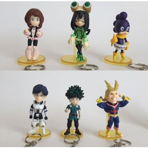 My Hero Academia Boku no Hero Izuku Midoriya All Might Ochaco Uraraka Asui Tsuyu Mineta Minoru Figure Statue Base + Key Ring