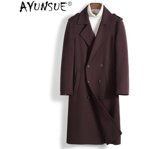 AYUNSUE Mens Double-sided Wool Jackets for Men Clothing Korean Style Coat Male Long Autumn Jacket Mens 2020 Chaquetas Hombre
