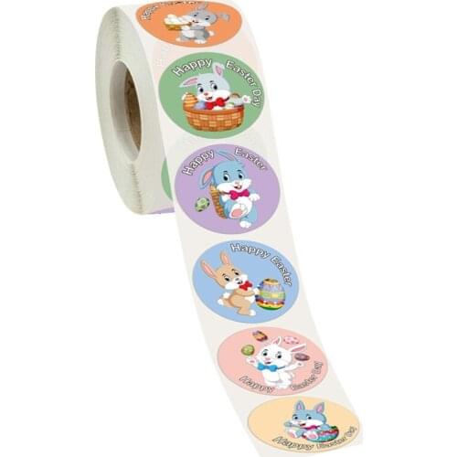 500pcs Easter Sticker Roll Decorations Eggs Bunny Assorted Easter Theme Sticker Easter Party Favors For Kids Gifts Bag Box Decor
