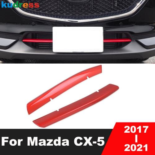 For Mazda CX-5 CX5 KF 2017 2018 2019 2020 Red Front Grille Grills Strip Cover Trim Racing Grill Car Styling Accessories 2pcs