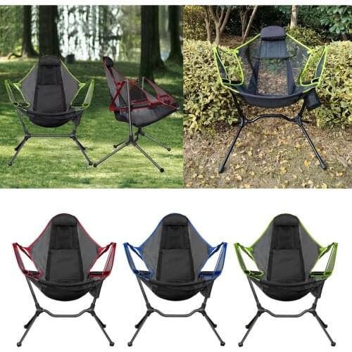 Portable Rocking Chair Outdoor Camping Foldable Seat Phone Holder for Hiking BBQ Picnic Backpacking Fishing