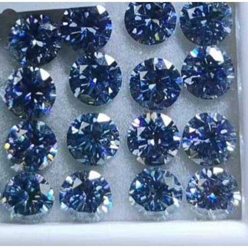 Sale VVS1 Excellent Blue Color Moissanite Gem Beads Round Shape Brilliant Cut Loose Synthetic Moissanites Stone Tester Positive