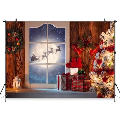 Christmas Backdrop for Photo Studio Reindeer Night Sky Xmas Tree Baby Photo Background Decoration Photobooth Photocall